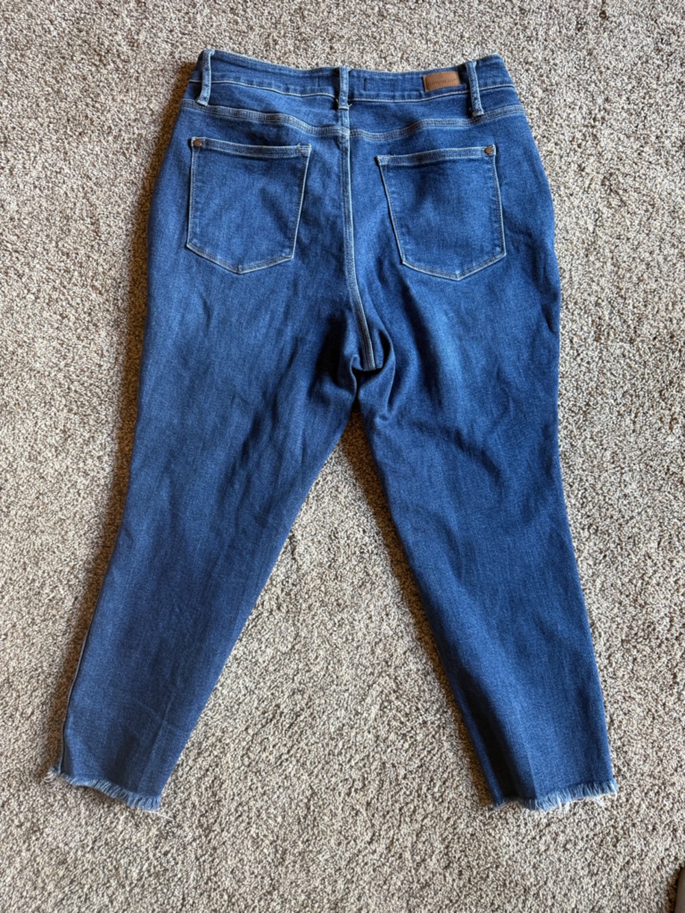 Judy Blue Midnight Indigo Stretch Denim Cropped Frayed Jeans Size 14W - Picture 5 of 7